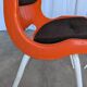 Vintage Overman Meblo Chairs: Orange & Brown Fabric, Stackable - Set of 2
