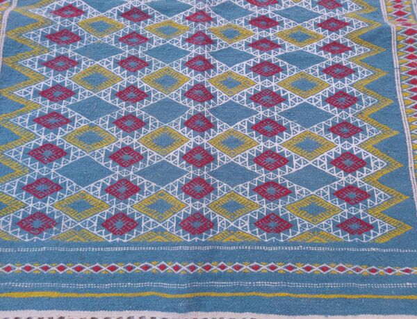 Tapis couloir bleu fait main traditionnel