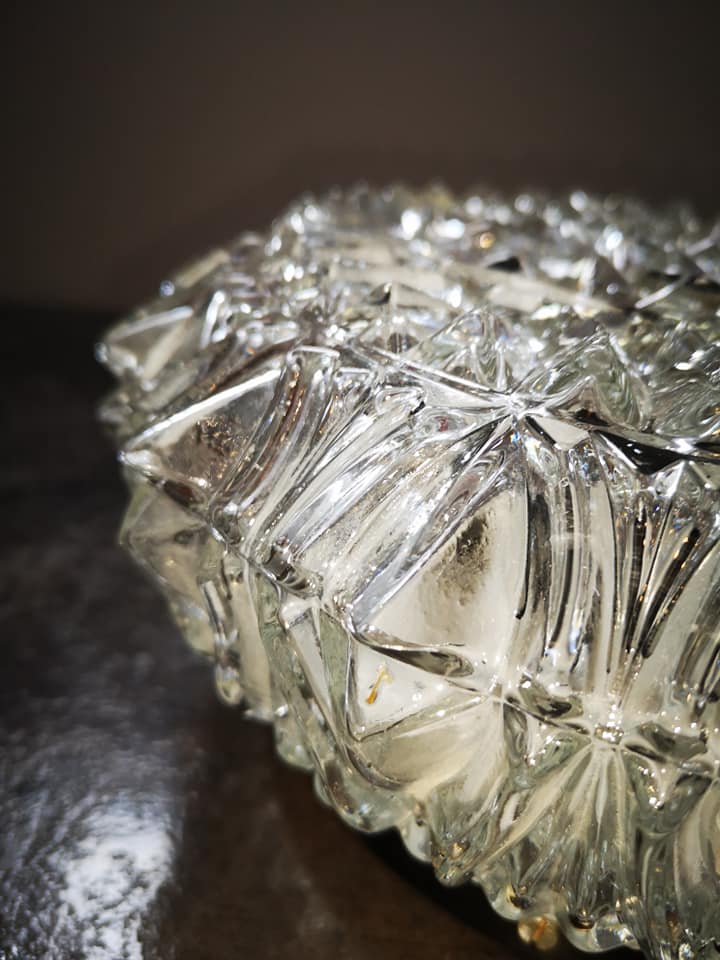 Old ceiling lamp vintage glass wall lamp 1960/70