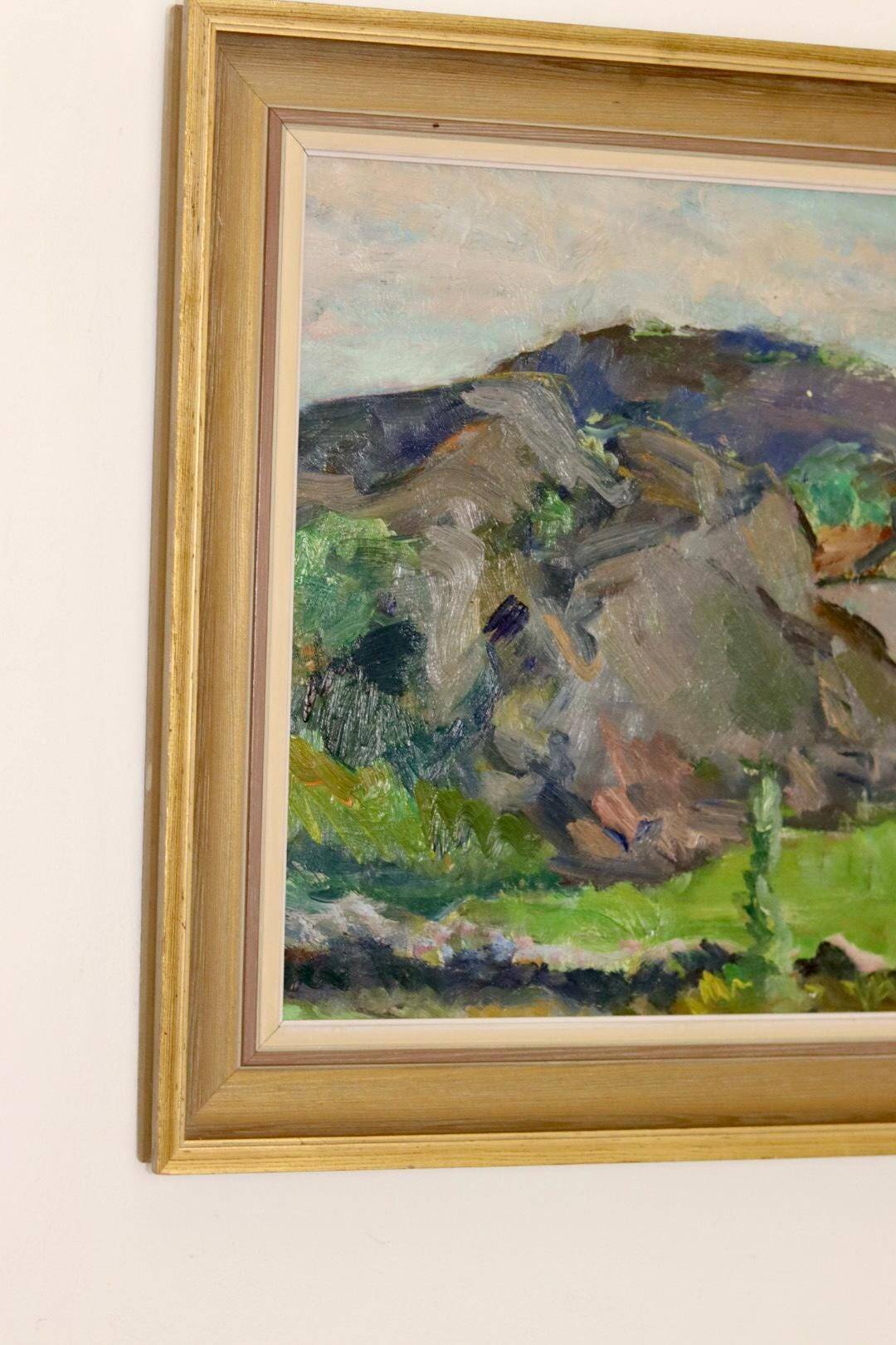 Original Early Century Swedish Oil On Canvas Painting" Abstract Landscape " by Gertrud de Val