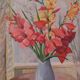 Huile sur toile originale suédoise – « Fleurs » par Gunnar Larsson – vintage et encadrée – 58 × 68 cm