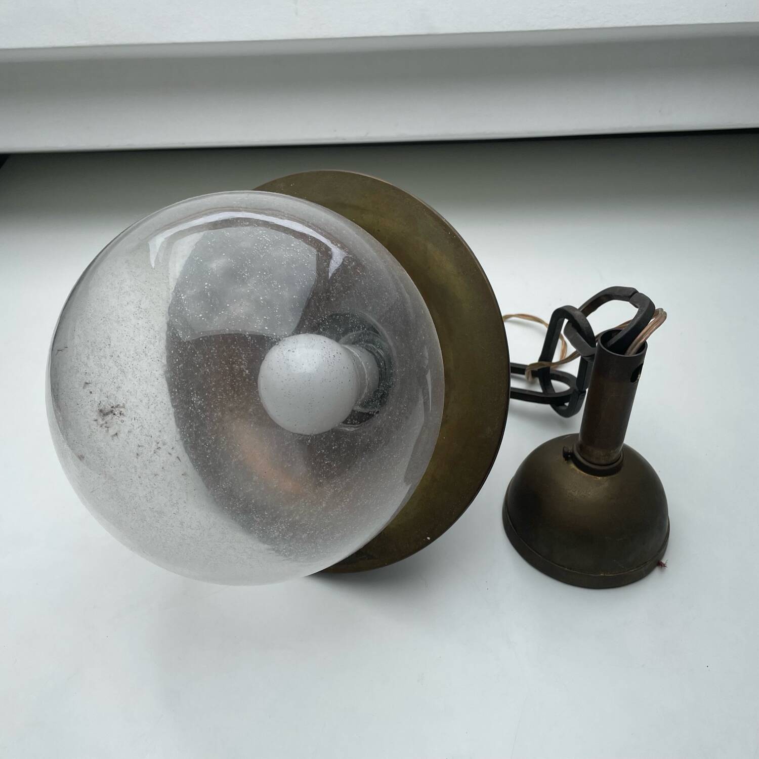 Vintage heavy brass hanging lamp