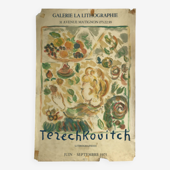 Constantin TERECHKOVITCH, Galerie La Lithographie, 1975. Original poster in Mourlot lithograph