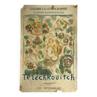 Constantin TERECHKOVITCH, Galerie La Lithographie, 1975. Affiche originale en lithographie Mourlot