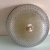 Round ceiling lamp in structured glass art deco style 30s-40s