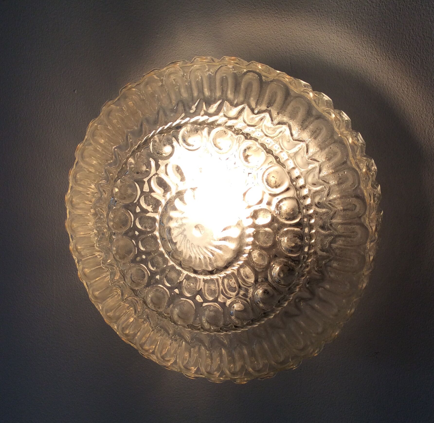 Vintage moulded glass ceiling from the 60s and 70s