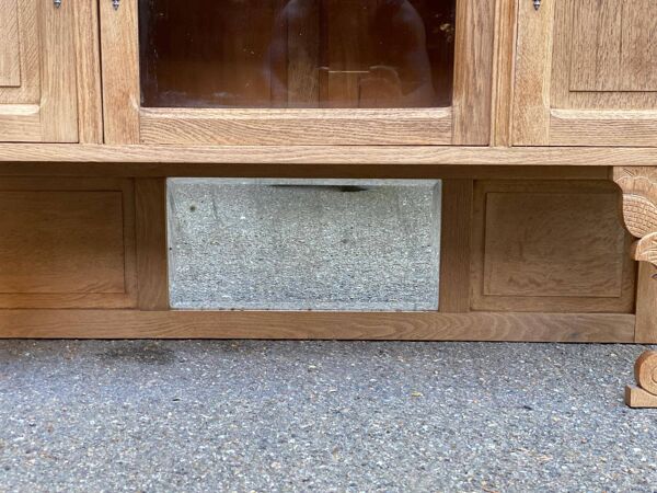 Vitrine vaisselier vintage en bois massif art déco 1950