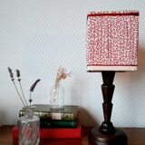 Art Deco wooden lamp and couture lampshade