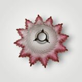 Antique sandblasted and pink glass ceiling lampshade - 1940s