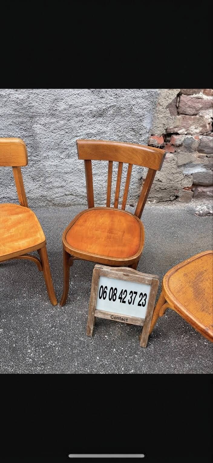 50 mismatched Thonet bistro chairs in bent wood
