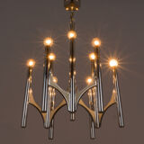 Italian chrome chandelier from Sciolari pendant lamp, 1970