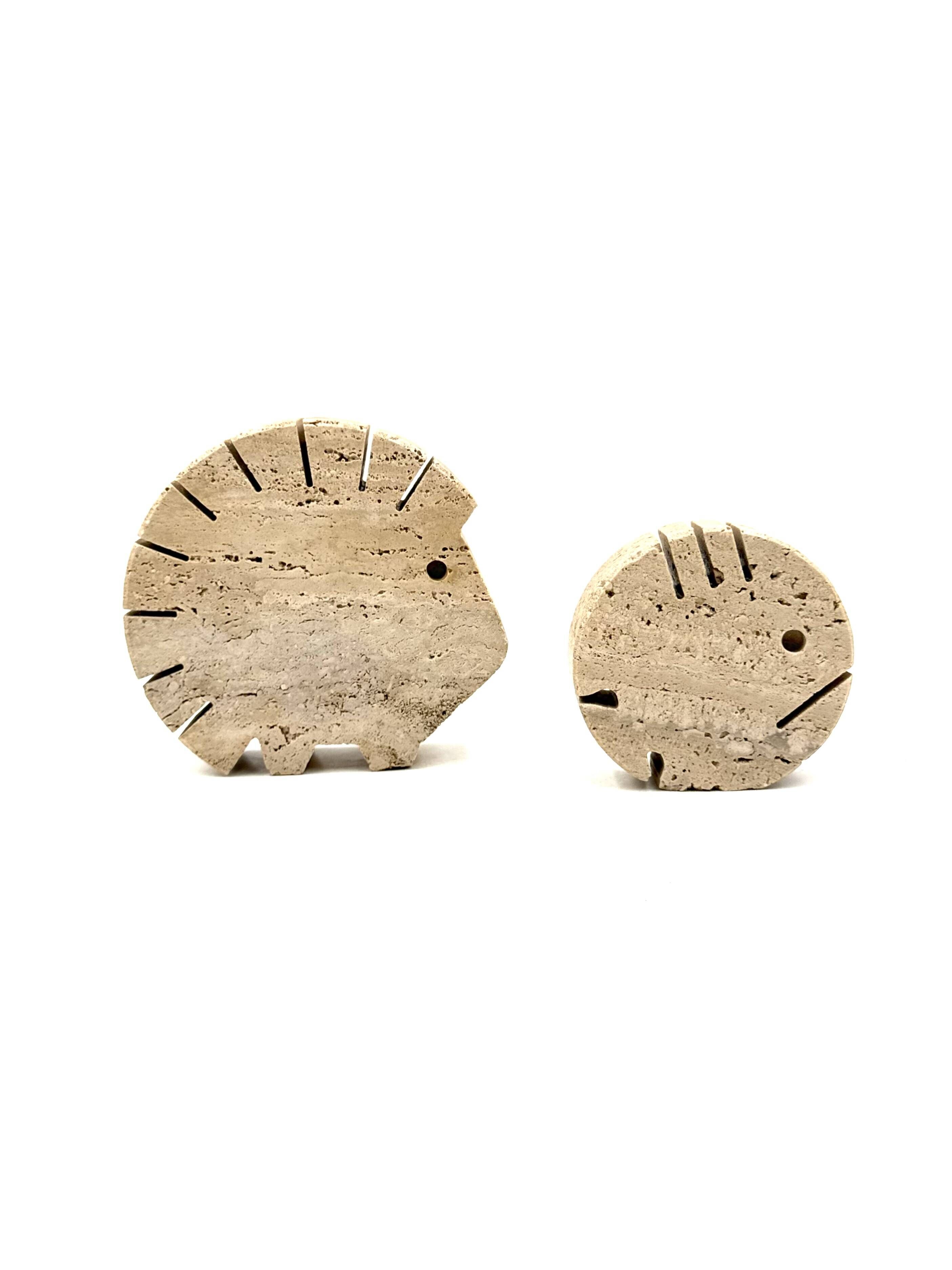 Travertine figures porcupine and fish, Fratelli Mannelli, Italy 1970s