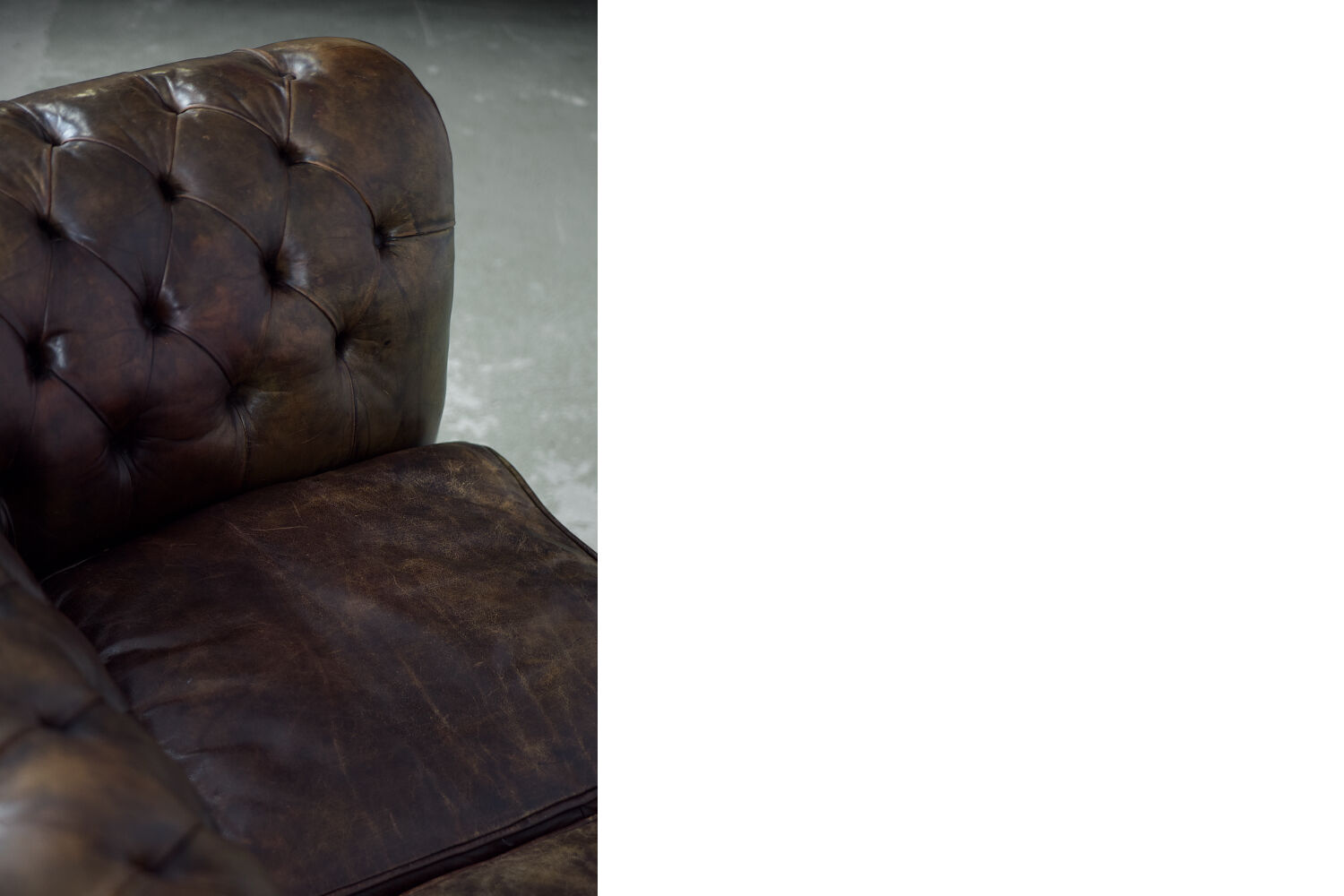 Antique brown leather chesterfield sofa, 1920s