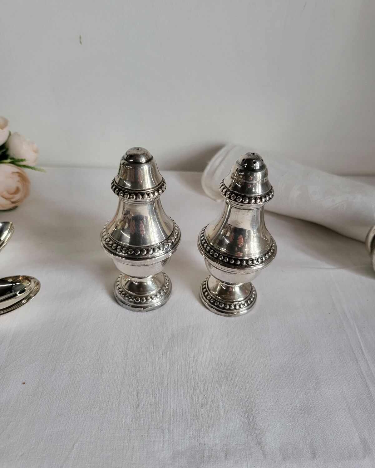 Salt and Pepper Shaker Set in Silver-Plated Metal
