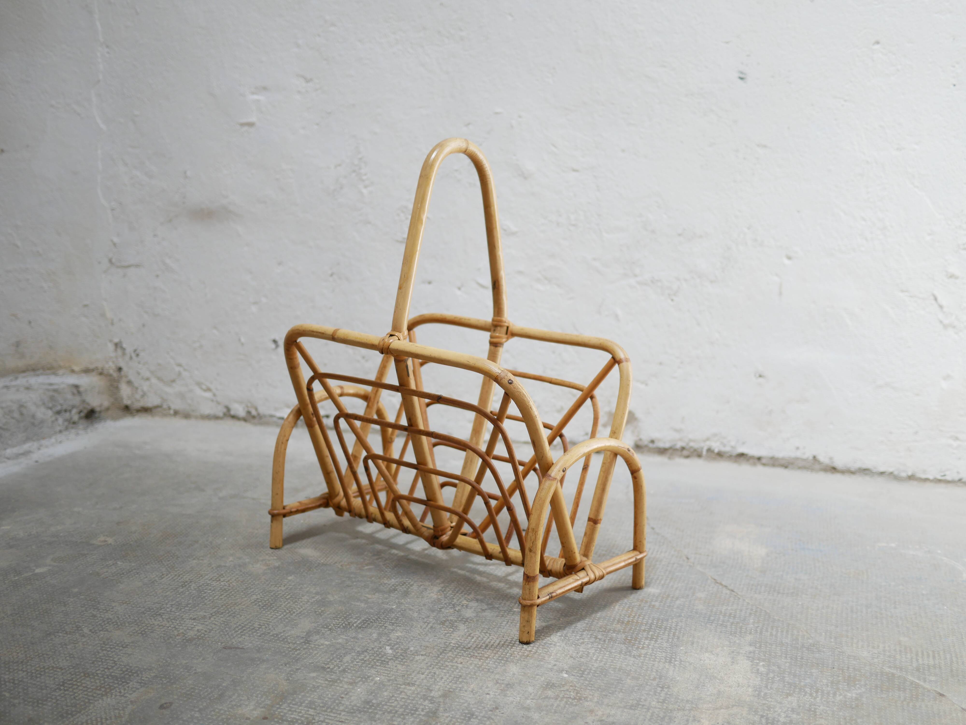 Vintage rattan magazine holders