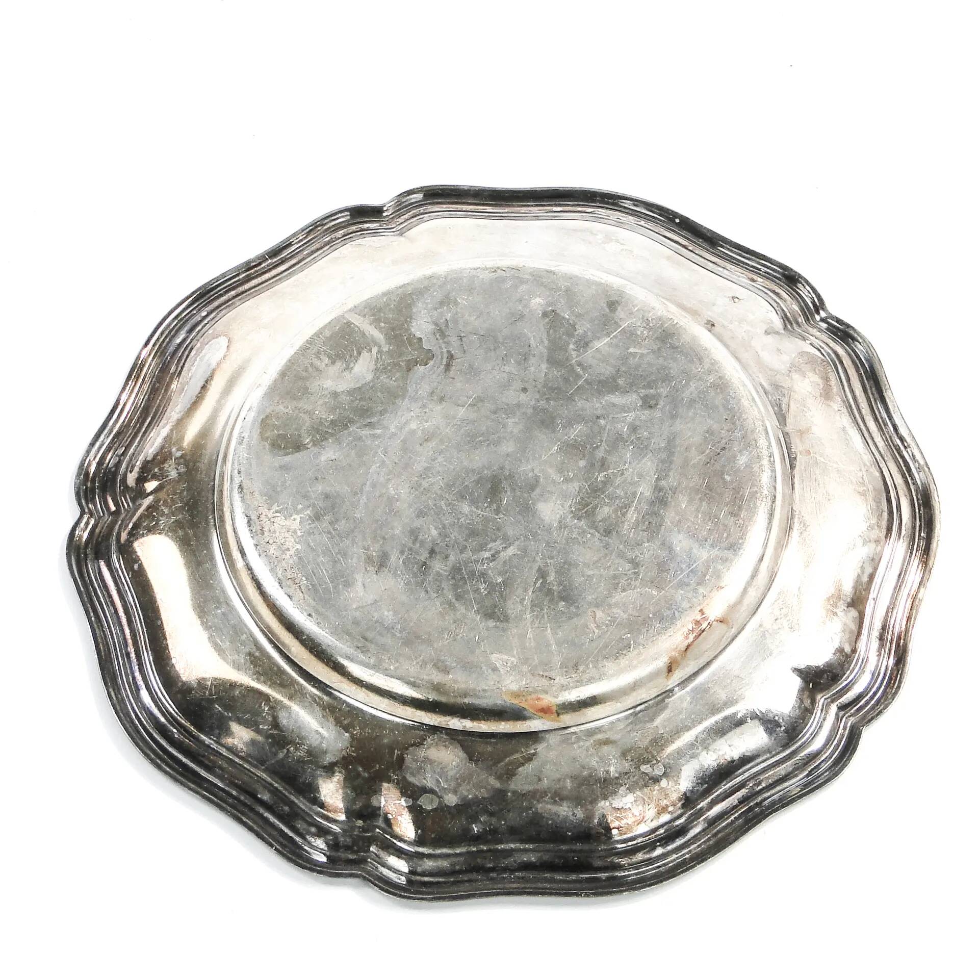 Art Nouveau platter, silver-plated brass, Sweden, 1920s