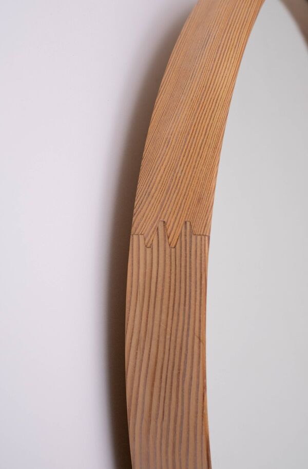 Miroir rond vintage en pin massif des années 1960, Hollande