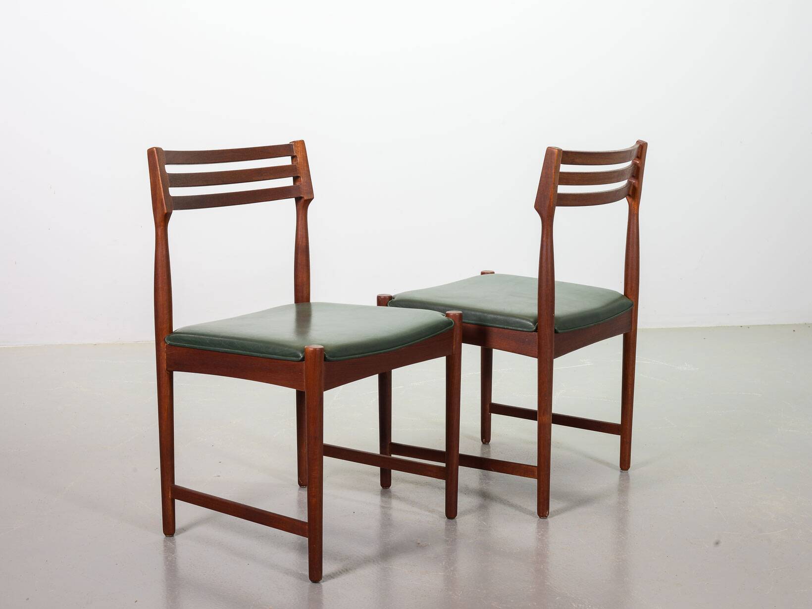 Bovenkamp Vintage Design Teak Wooden Dining Chairs with Leather Upholstery