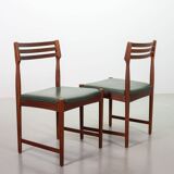 Bovenkamp Vintage Design Teak Wooden Dining Chairs with Leather Upholstery