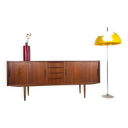 Teak sideboard with sliding doors and drawers – Mid-Century