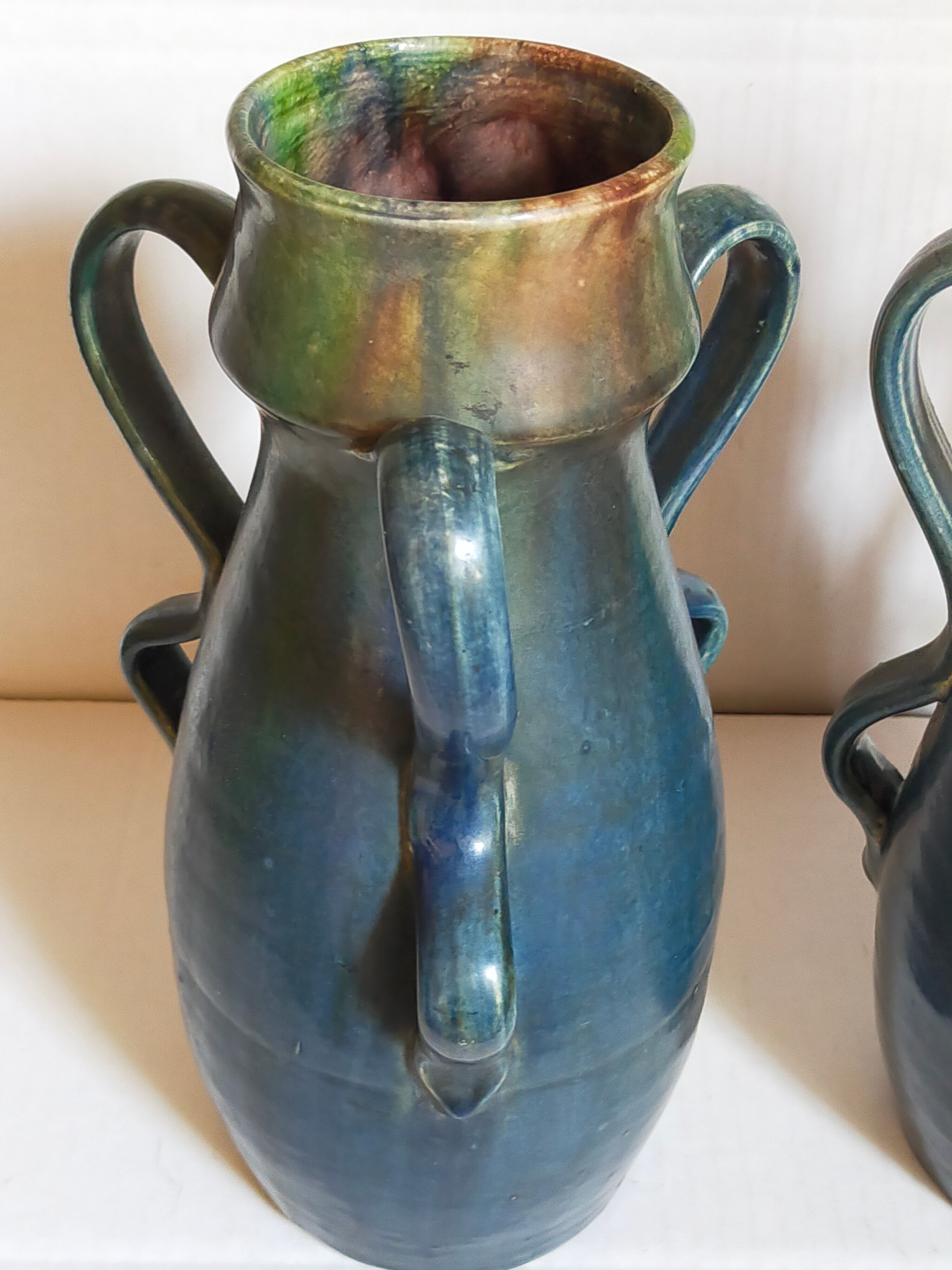 Duo of Flemish pottery of Charles and Auguste Maes early twentieth century