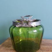 Napoleon III Art Nouveau glass and silver-plated biscuit jar