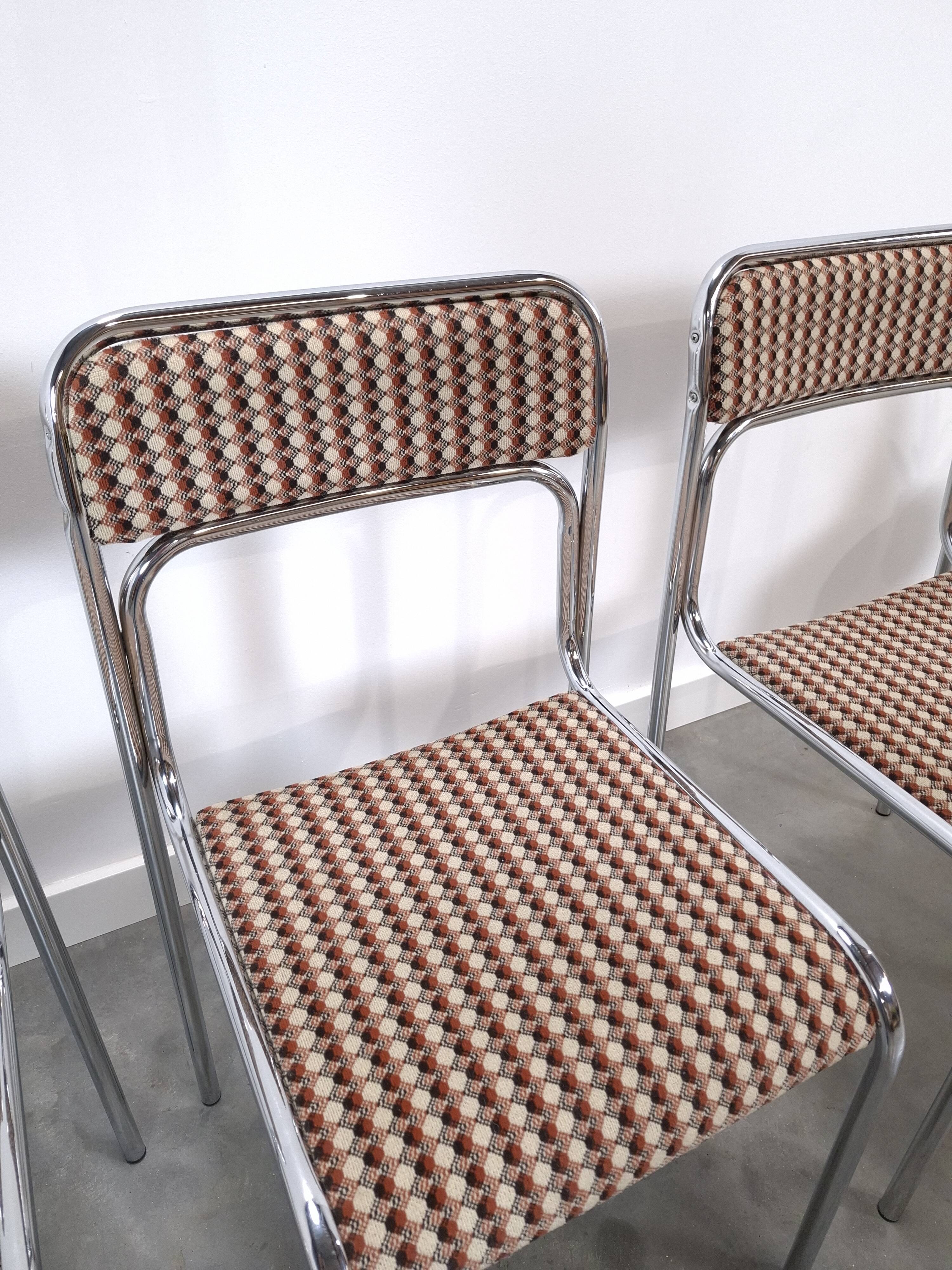 Space Age set 3x Bauhaus chromen buisframe stoelen