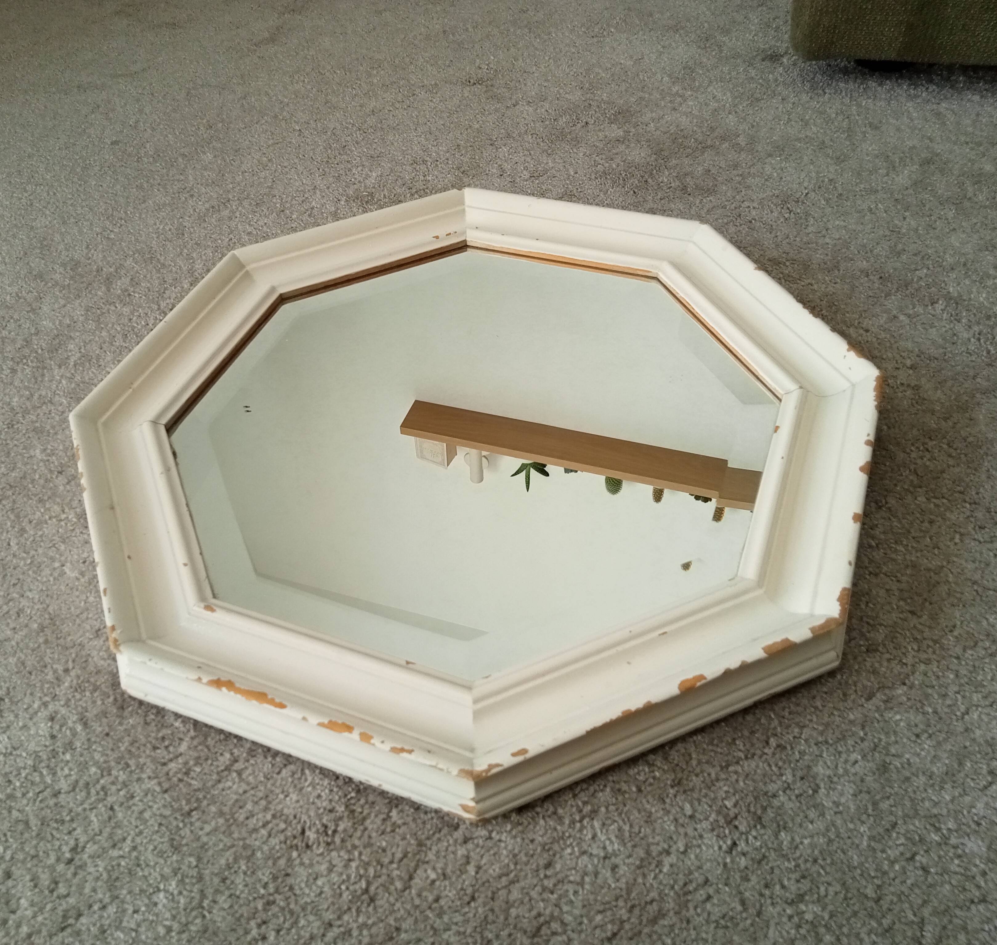 Miroir vintage octogonale biseauté style shabby chic