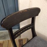 Table set and 6 solid pine chairs repainted and patinated black