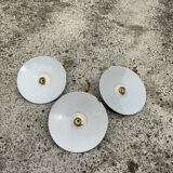 Trio suspension sheet enamelled vintage green and white gold threads brass socket