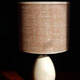 Table lamp in wool tweed and foot in cream color wood