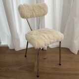 Rabbit fur chair with chrome legs