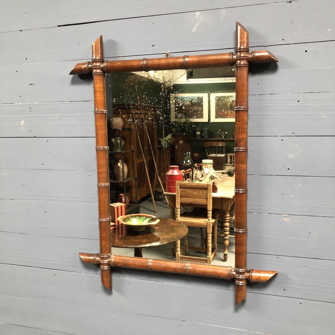 Bamboo faux mirror with dark brown frame 81x63cm