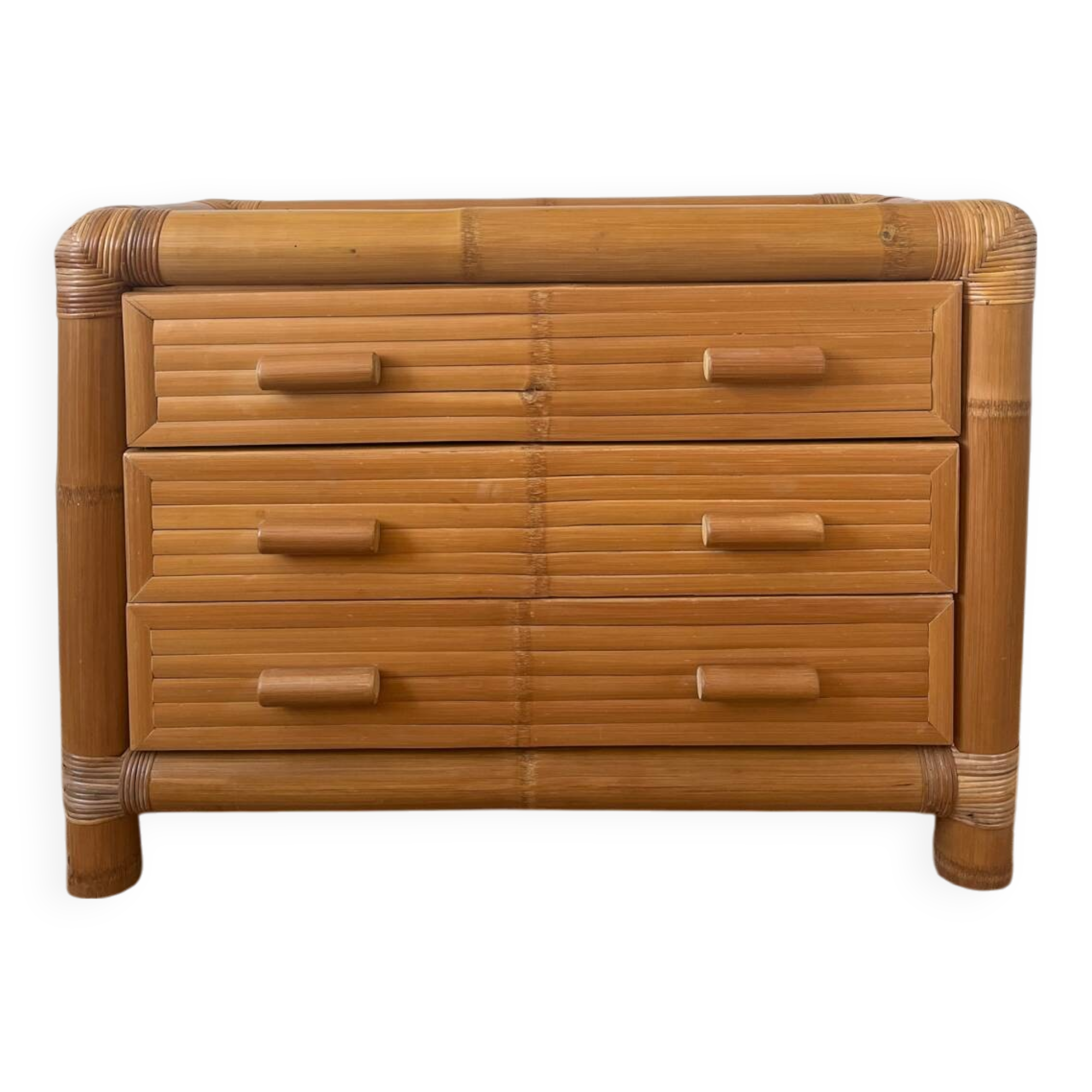 Commode italienne en bambou et rotin