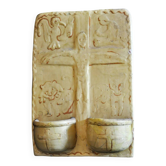 Terracotta plaque signed MSD Anne Dangar Moly-Sabata enamelled with double holy water font