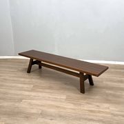 Michelucci brutalist design solid walnut bench 1970s