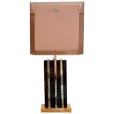 Lamp with chrome-plated brass structure and methacrylate shade designed by Romeo