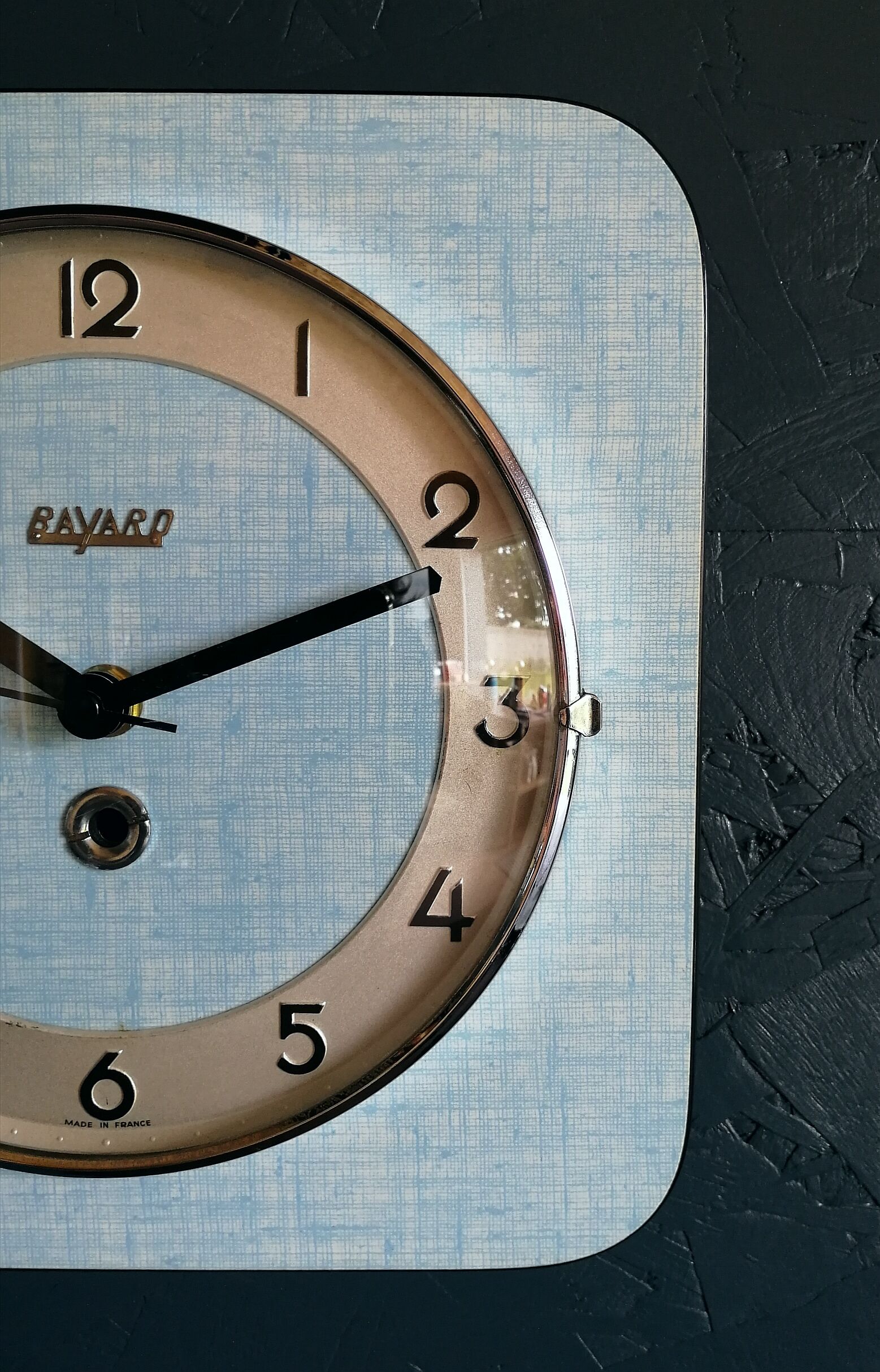 Clock formica vintage clock square wall silent "Blue Silver Sky"