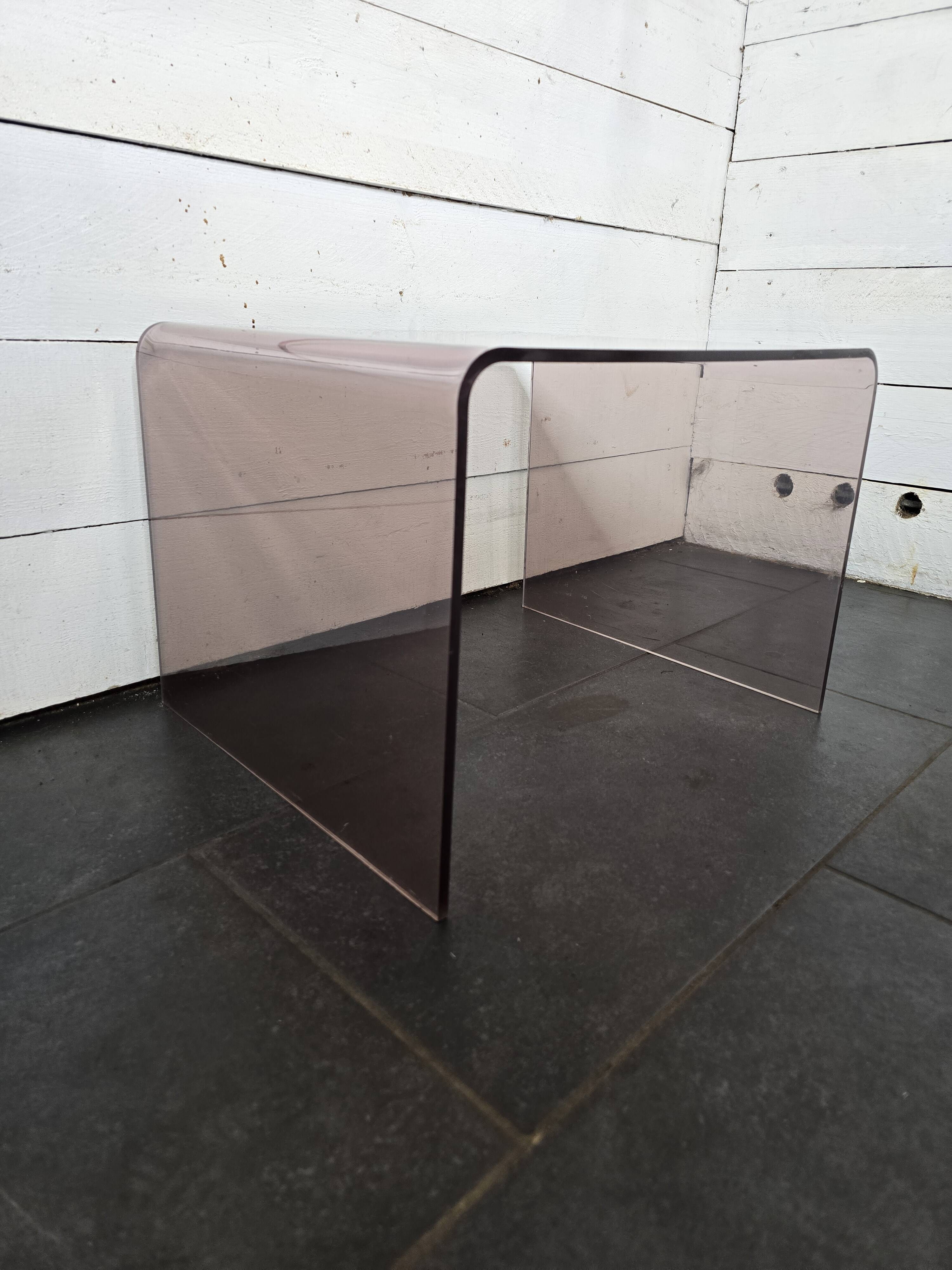 Smoked plexiglass side table from the 70s