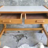 Vintage desk with 2 pine drawers and laminate coating