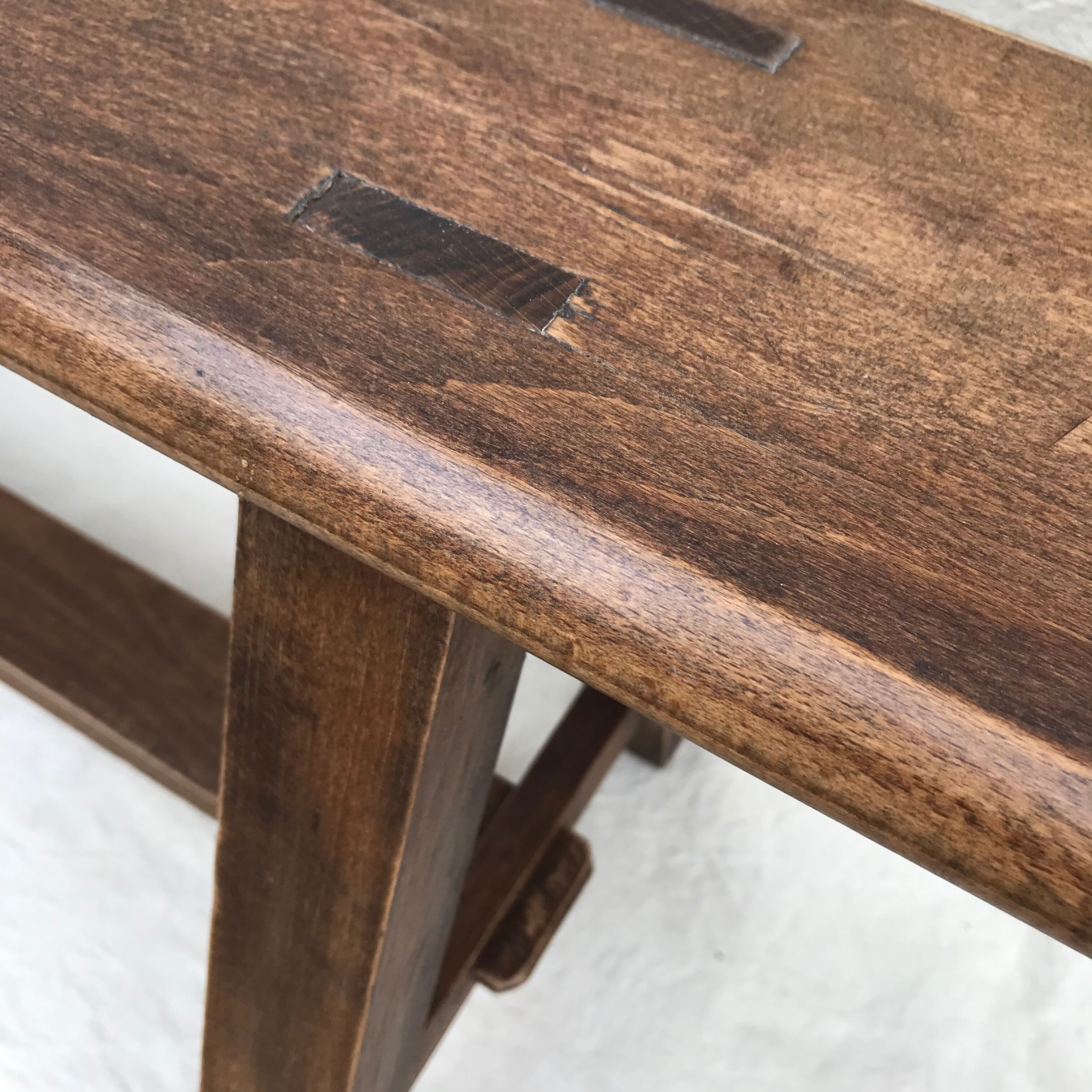 Pair of vintage beech farm benches