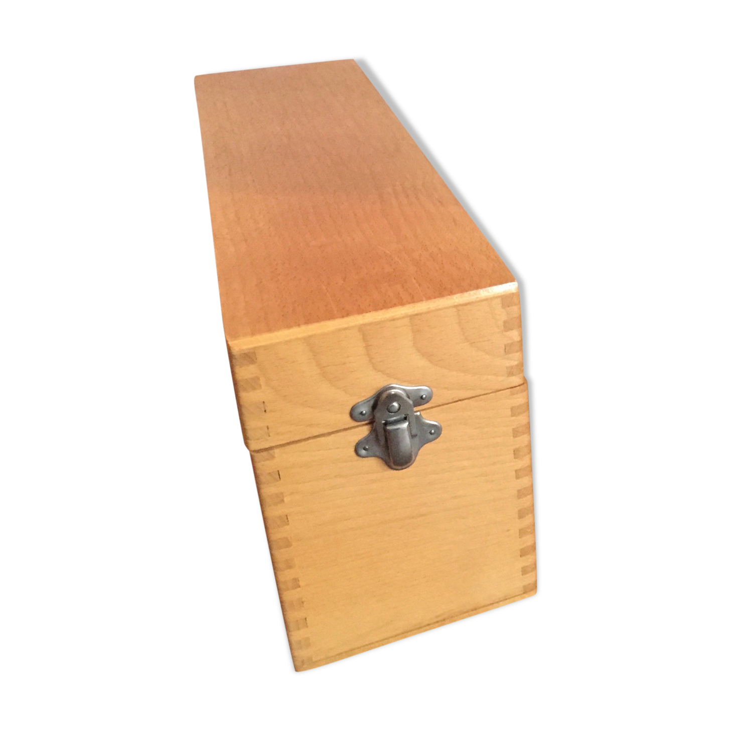 Wooden box on desk for example