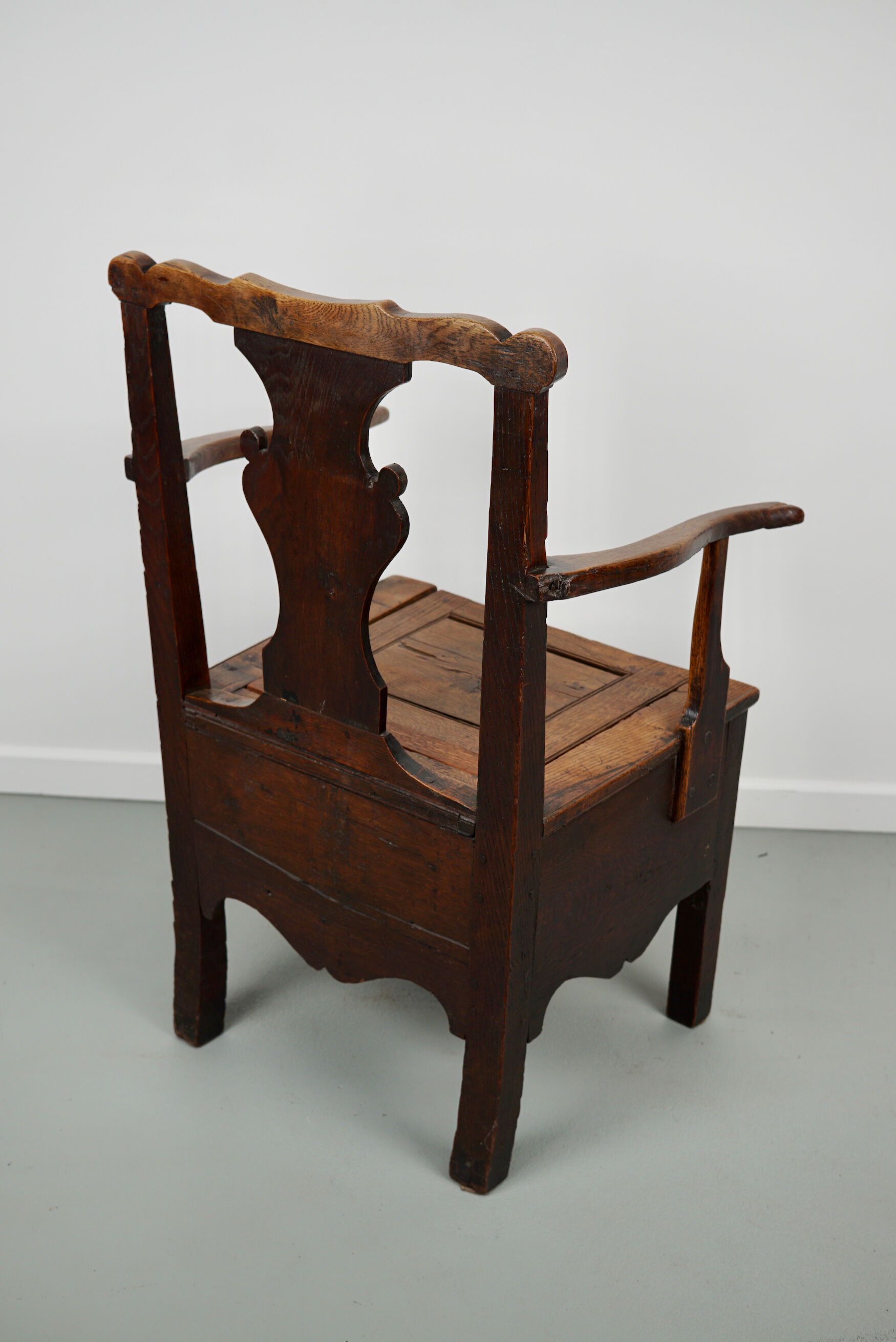 Antique english oak commode chair 18th century