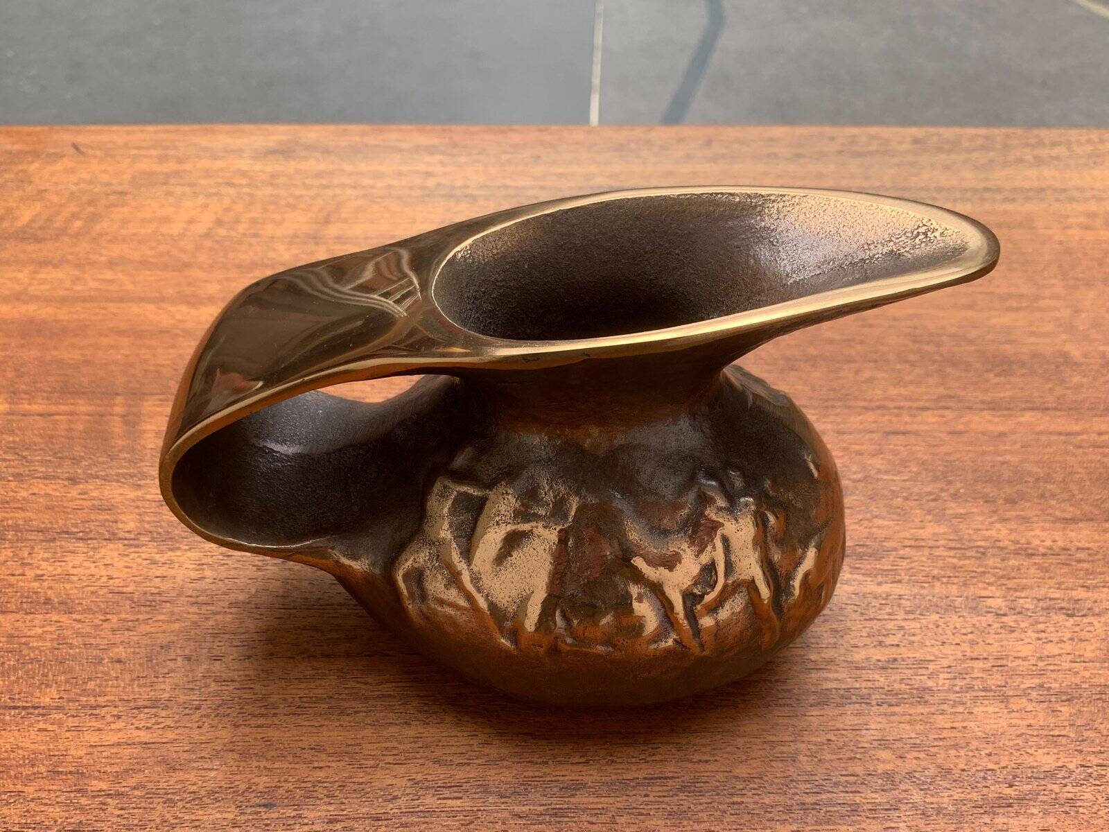 Brutalist Vintage German Bronze Decorative Carafe by Gilde