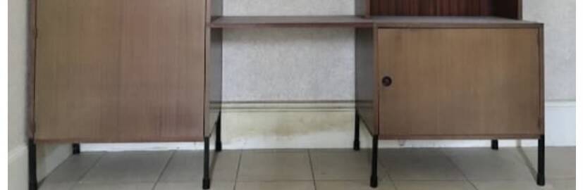 Vintage Scandinavian teak bookcase Minvielle, Vintage furniture