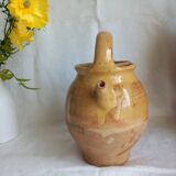 Jug, small terracotta pitcher with yellow glaze