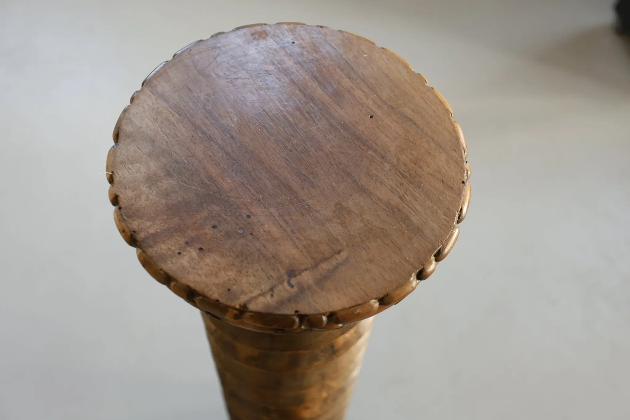 Antique French wooden plant stand with carved grape motifs