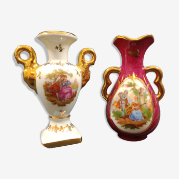 Set de 2 vases miniatures en porcelaine de Limoges