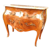 Commode ancien Louis XV marqueterie plateau marbre