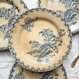 4 Gien Thistle ironstone plates + 4 small mismatched Tulowice stoneware plates